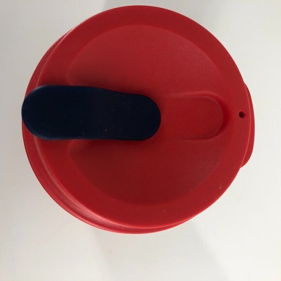 Tupperware Heart to Heart Red White Eco Cup To Go with Extra Lid Sz 490mL/16 oz - Picture 7 of 13